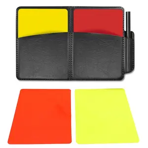 Football Referee Card Set with Pen, Leather Referee Cards for Soccer Volleyball Rugby Baseball, Sports Officials Accessories
