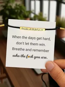 1PC Remember Who the F You Are Inspirational Bracelet, Unisex Adjustable Braided Bracelets with Incentive Information Cards, Ins Style Fashion Bracelets, Gifts for Family, Friends, and Partners, Heart-warming Gifts, Adjustable Fit