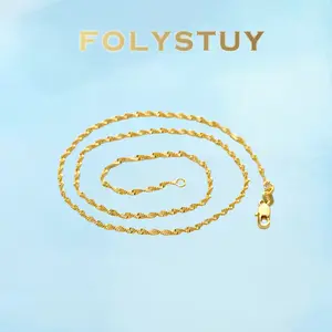Length: 17.7 inches; Width: 2.2mm [FOLYSTUY (Y140)]Water Wave Twist Chain Necklace, Dainty Rope Chain for Women Men, Minimalist Layering Choker, Classic Simple Metal Chain Jewelry Gift