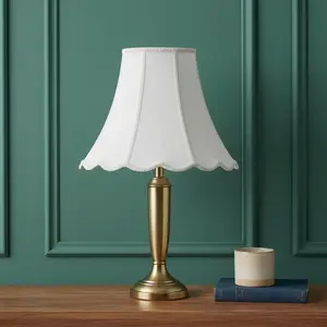HomeRoots 654724 12 x 16 x 16 in. White Linen Piped Bell Lamp Shade