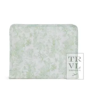Roadie Large - Bunny Toile Green Zip Pouch