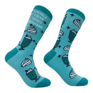 Women's Whipped Cream Solves Everything Socks Funny Sweet Treat Dessert Lovers Footwear Funny Graphic Socks Comfortable Fitted Spandex Cotton