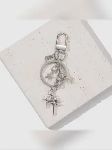 Creative Star Keychain Letter Pendant, Key Charms, Fashionable Phone Bag Accessory, Casual Style, All Seasons, Electroplating Finish