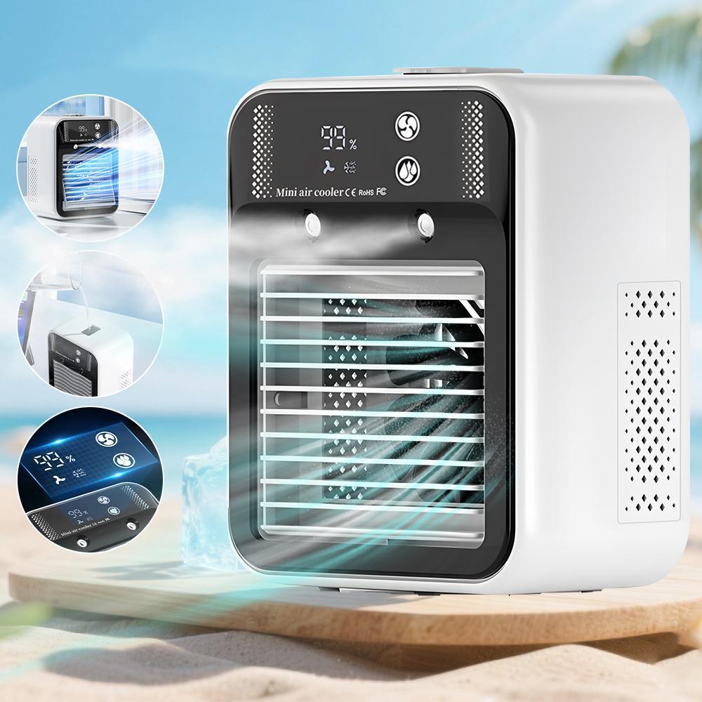【FathersDayGift】 Portable Air Conditioner Mini Personal ac Unit Upgraded Air Cooler Cooling Fan Small Air Conditioner 2 Speed Cool Mist & Speeds for Room Office Camping Car