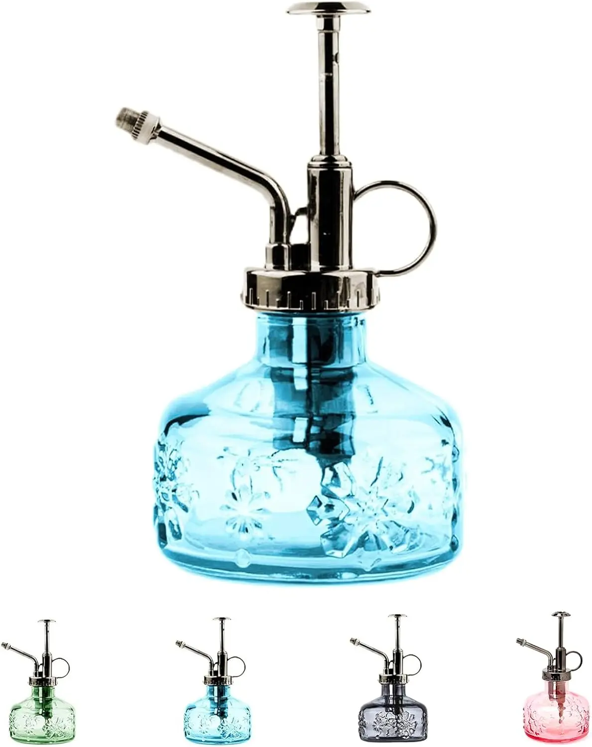 Glass Plant Mister Spray Bottle for Indoor Plant Spritzer Succulent Watering Bottle Tall Vintage Style with Bronze Plastic Top Pump