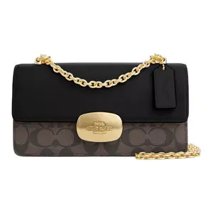 Coach Eliza Flap Crossbody 23 Classic Monogram Coated Canvas Leather Shoulder Bag for Women