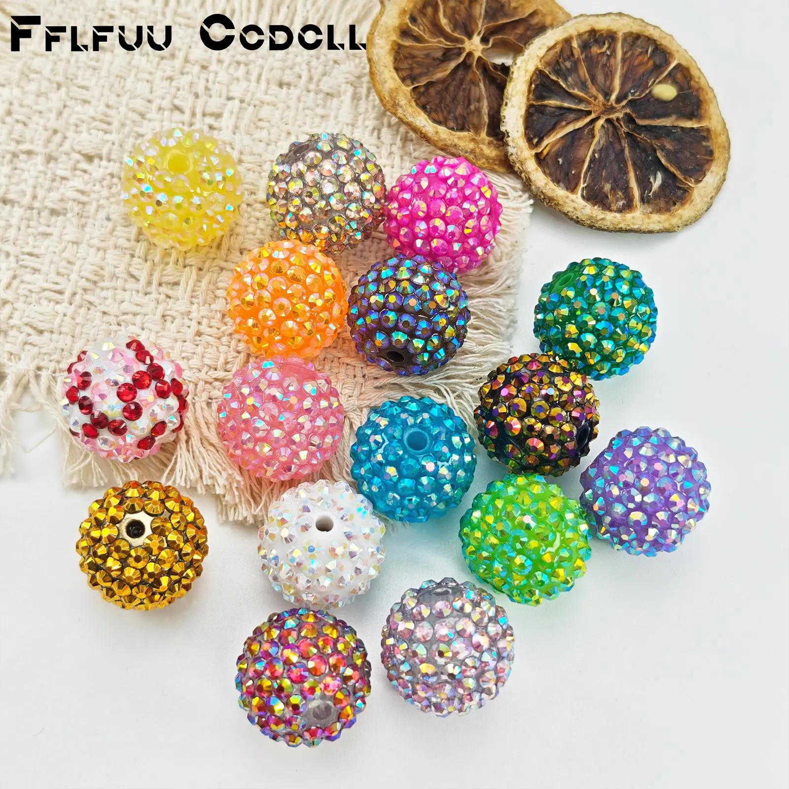 Glamorous Sparkly Rhinestone Round Bubblegum Beads, Resin Fully Paved AB Iridescent Large Hole Chunky Beads, for DIY Bracelet, Bag Charm, Beaded Pen & Personalized Handmade Ornament Craft Supplies, 100g Approx 25 Pieces Random Color Shipment jewelry