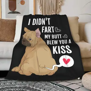 Blanket Funny Soft Flannel Fleece Throw Blanket Frenchie Puppy Dog Gifts Warm Cozy Blanket for Bed Couch 60x50for Teens