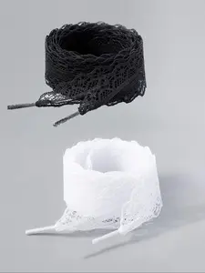 Lace Shoelaces, Contrast Lace Shoelaces, Fashionable Shoes Laces for Women's Sneakers, Shoes Accessories for Daily Use, Valentine's Day, Gift