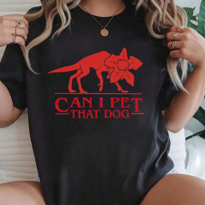 Can I Pet That Dog T-Shirt, Funny Demodog Parody Graphic Tee, Cute Horror Dog Inspired Unisex Shirt, Dog Lover Gift