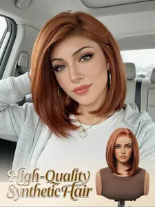 10" Ginger Red Bob Cut Wig | 13x4 HD Lace Front Lace Frontal Heat Resistant Synthetic Wig for Daily Wear Natural Looking Wigs