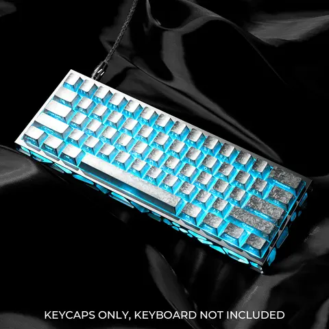 XVX Forged Carbon-Look 140-Key Cherry Profile Keycaps Set, Polycarbonate ANSI Layout Side Printed with Carbon-Look Finish, Shine-Through Design for MX Switch Mechanical Keyboards (Keyboard Not Included)