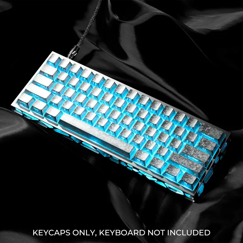 XVX Forged Carbon-Look 140-Key Cherry Profile Keycaps Set, Polycarbonate ANSI Layout Side Printed with Carbon-Look Finish, Shine-Through Design for MX Switch Mechanical Keyboards (Keyboard Not Included)