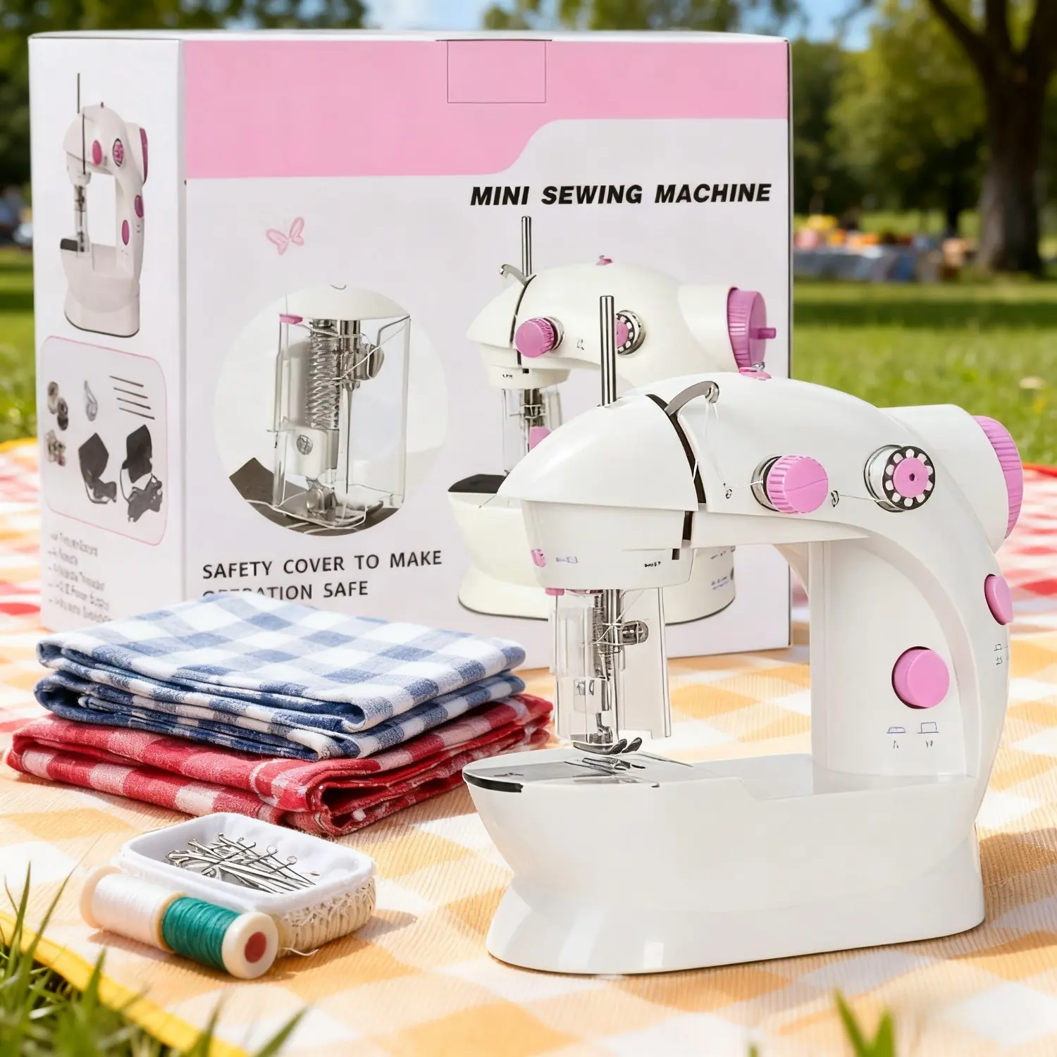 Sewing supplies, sewing machine, mini sewing machine for beginners, portable dual-speed sewing machine with needle protection device, sewing machine (suitable for home use by women and travel)#tiktokshopsummersale