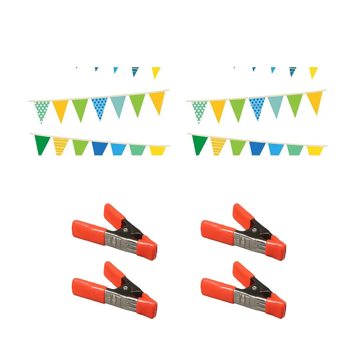 Savage 53"x18' Printed Background Paper, Party Banners, 2-Pack, Bundle with 4x 1-1/4x1" Steel Spring Orange Clamp