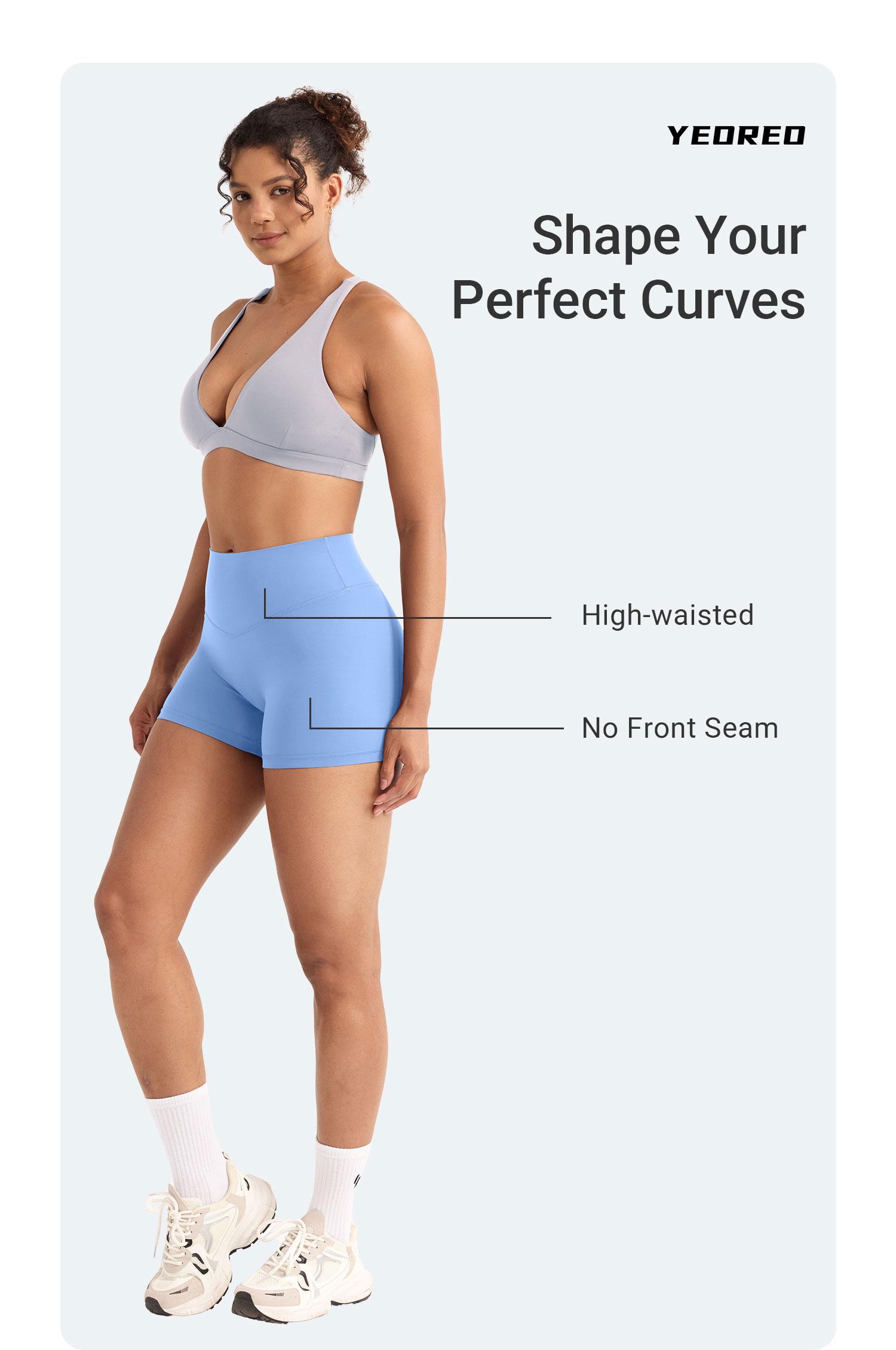 YEOREO Women's V-Back Athletic Shorts, High Waisted Scrunch Butt Lifting Design with Tummy Control, Breathable Fitness Workout Shorts, 3.6" Inseam, No Front Seam, High Rise Shorts tiktokshopbacktoschool