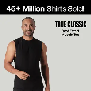True Classic Men’s Sleeveless Muscle Tee – Moisture-Wicking Lightweight Fit, Antimicrobial Quick-Dry Fabric, Gym and Streetwear Essential