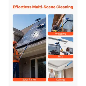VEVOR Solar Panel Cleaning Kit, 20 ft, Water Fed Pole Kit with Cleaning Brush, Soap Dispenser, Extendable Aluminum Telescopic Pole, 180 Rotatable Brush Head, for Roof Mounted Solar Panels, Windows