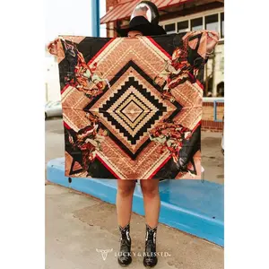 Brown Square Cowboy Printed Wild Rag