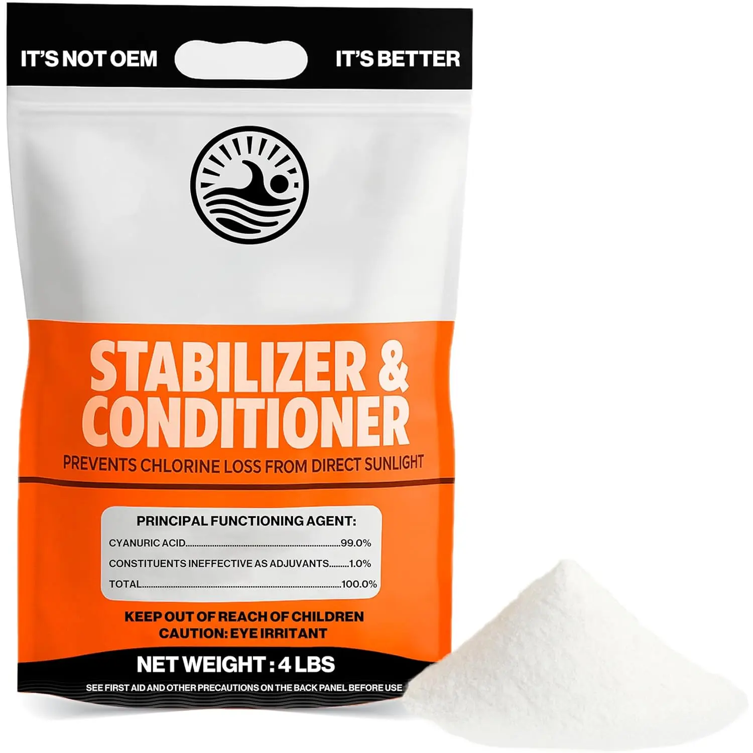 4-Pounds  Pool Stabilizer & Conditioner, Max Strength Cyanuric Acid for Pools,  & Salt Water - Reduces Chlorine Loss, Ideal for Swimming & Hot Tubs