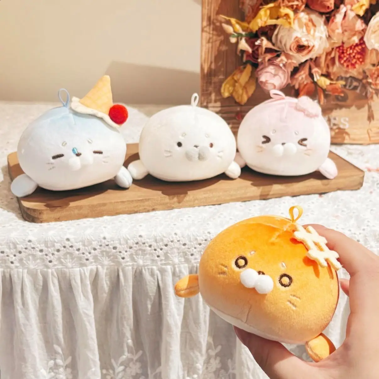 Cartoon Seal Plush Toy - Kawaii Plushies Stuffed Animals, Colorful Ocean Nature Themed Plaything, Soft Sensory Squishy Stress Relief, Fluffy Desk Decor Graduation Gift