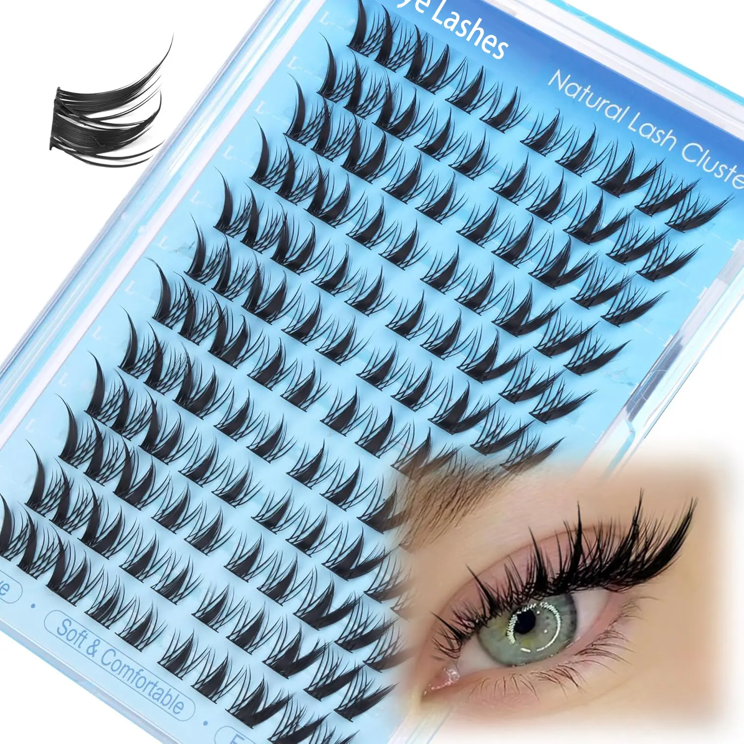 120 Pcs Fluffy D Curl Mixed Length Reusable False Eyelash Extensions, Fox Eye Cat Eye Design, Single Lash Extension Set for Festival Makeup, Fluffy Eyelashes Cluster, Fluffy Lash Clusters