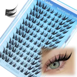 120 Pcs Fluffy D Curl Mixed Length Reusable False Eyelash Extensions, Fox Eye Cat Eye Design, Single Lash Extension Set for Festival Makeup