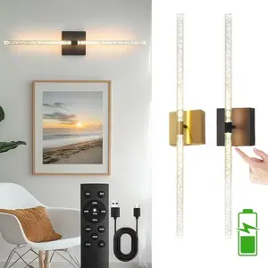 Rechargeable Battery-Powered Wall Light (2-Pack), 4000mah Capacity, Dual-Sided Design, Remote Control & Dimmer Switch, Ideal for Bedroom/living Room