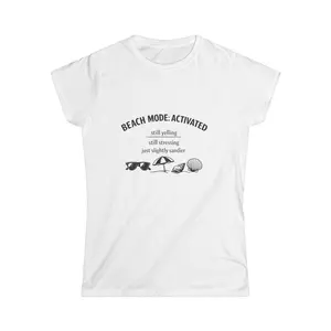 Beach Mode Activated T-Shirt | sunglasses, umbrella, seashell summer design