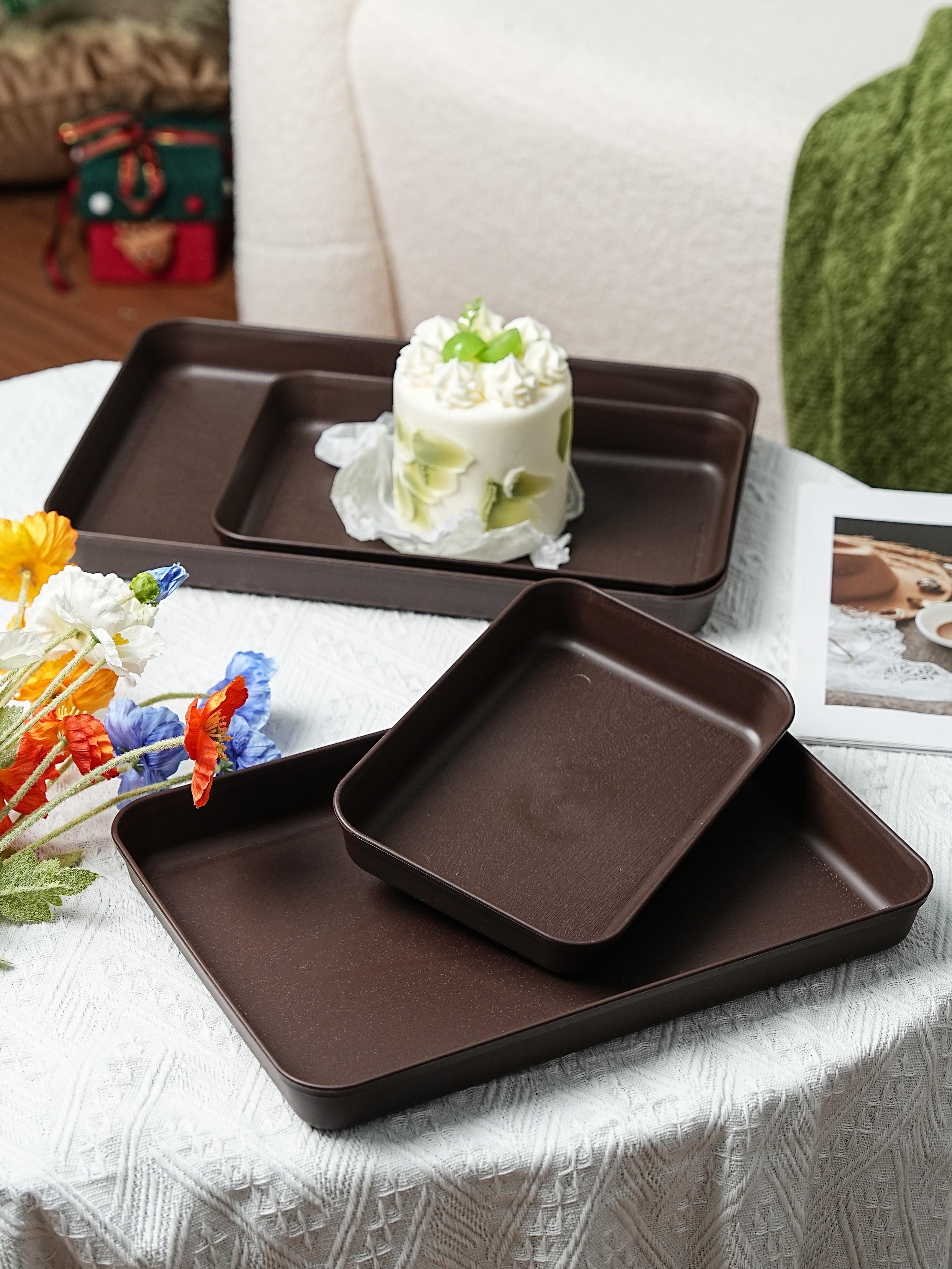 Reusable PP Plastic Serving Trays Ideal for cookies, appetizers, deli foods, snacks, desserts and fruits. Perfect for party food presentation; stackable design for kitchen countertop use. Available in multiple sizes and colors.