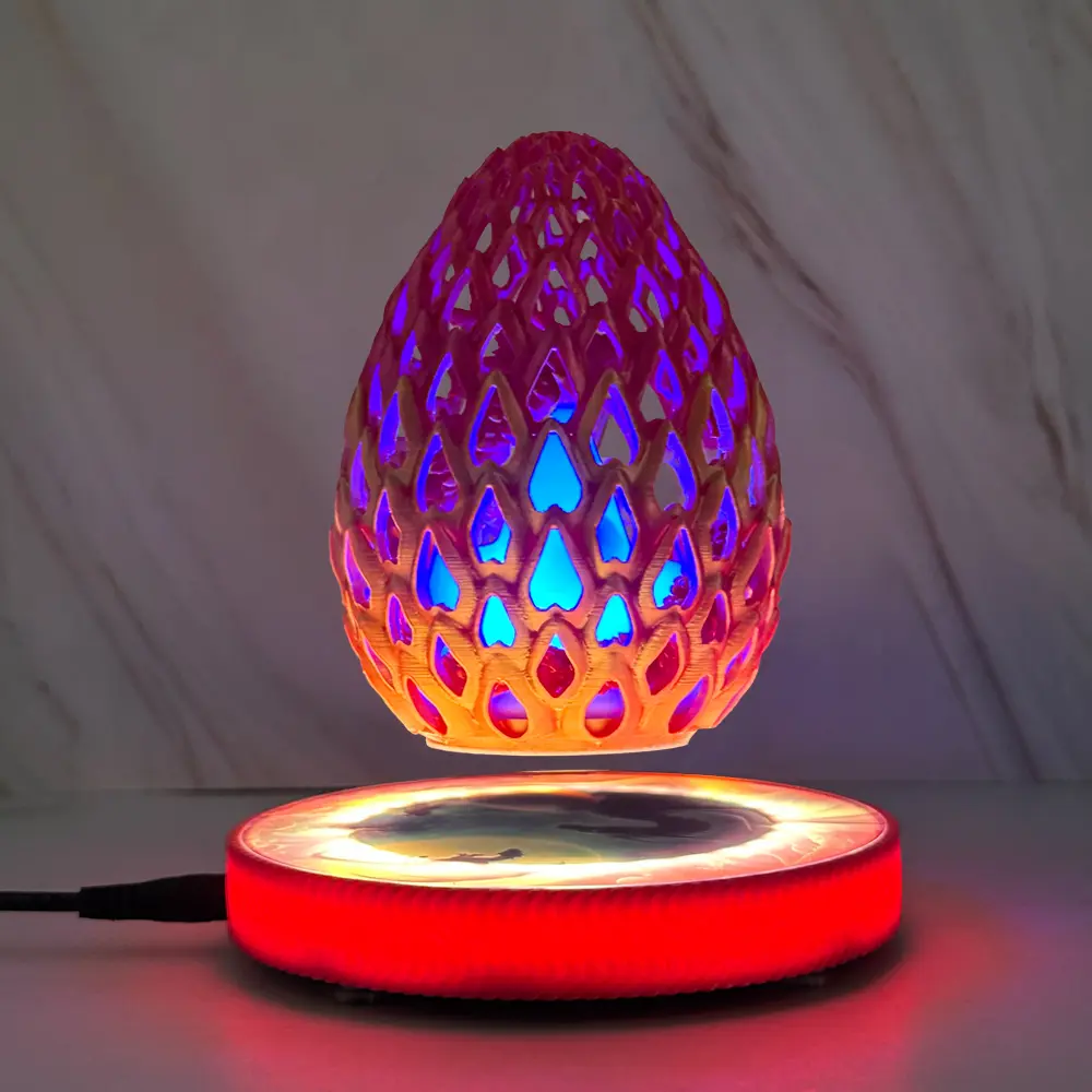 360-Degree Automatic Rotation Dragon Egg Novelty Light, Red/Blue Decorative Piece for Rooms & Offices, Adds Elegance, Ideal Gift for Friends & Business Contacts