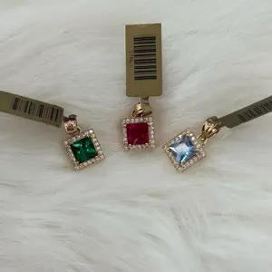 14k Square Stone Pendant