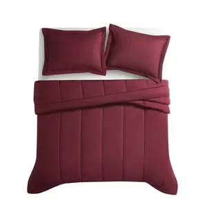 Brooklyn Loom 3pc Full/Queen Cotton Percale Comforter Set Burgundy