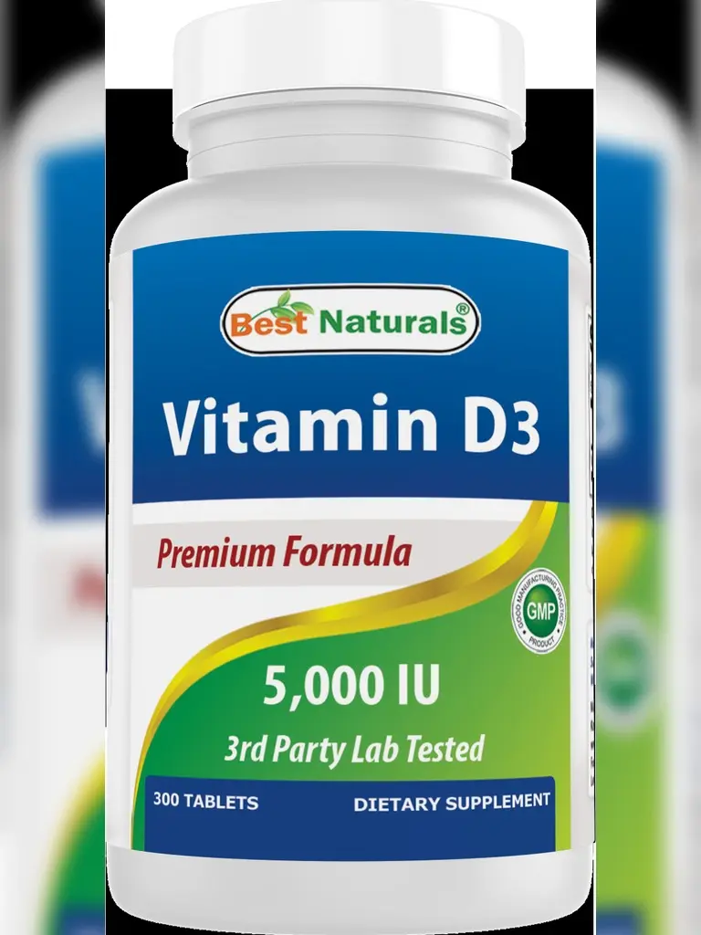 Best Naturals Vitamin D3 5000 IU – 300 Tablets – Made in USA, Non-GMO, Gluten Free, No Artificial Color, Flavor or Preservatives – Dietary Supplement