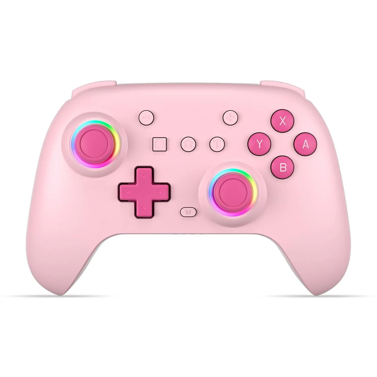 Pink Wireless Game Controller for Switch Series (Joy-Con, Lite, OLED) & PC - Breathing LED, 6-Axis Gyro, Dual Vibration, Ergonomic Design, Plastic Body, Multiple OS Compatible, Bluetooth/Wired