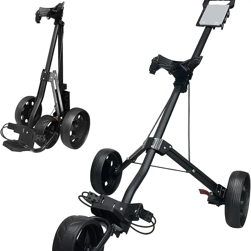 Foldable Golf Push Cart with Foot Brake, Lightweight Aluminum Frame, Compact 2 Wheel Golf Trolley with Ball Holder & Scorecard Clip, Portable Golf Cart for Men & Women Golf Practice Equipment Golf Gear