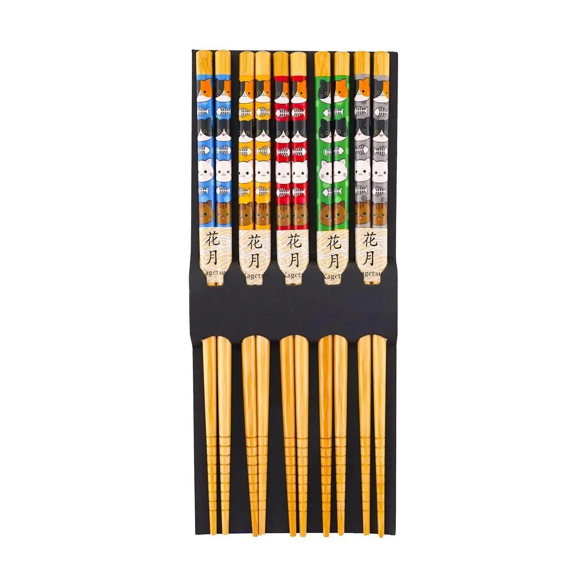 Japanese Bamboo Chopsticks Set - 5 Pairs Reusable Cat Design Chopsticks for Family Dining, Sushi, Ramen Japanese Bamboo Chopsticks Set - 5 Pairs Reusable Cat Design Chopsticks for Family Dining, Sushi, Ramen