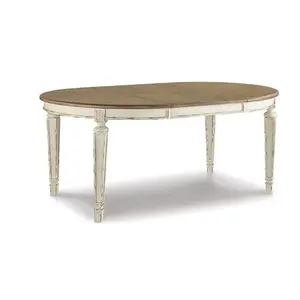 French Country Oval Extendable Dining Table in Distressed White