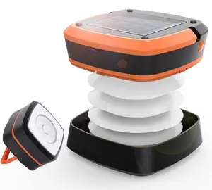XTAUTO Foldable Portable LED Camping Light, lightweight and waterproof, solar USB rechargeable LED flashlight survival kit, ideal for indoor and outdoor use, emergency light for power outages, hiking, hurricanes, 2-pack