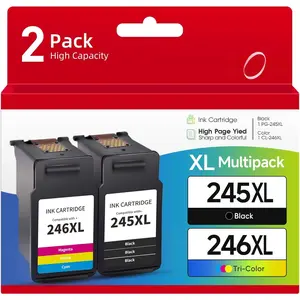Remaunfactured Ink  Replacement for  245XL 246XL Combo Pack PG-245 CL-246 for Pixma MX490 MX492 TR4520 MG2522 TS3322 TS202 TR4522 MG2920 Printer (1 Black, 1 Color)