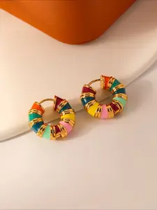 Trendy European American Ins Style Vintage Colorful Drip Earrings Unique Design Fashionable Personality Macaron Ear Jewelry