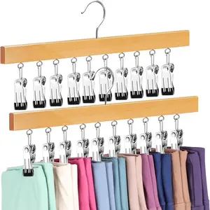 Legging Organizer for Closet Storage Yoga Pants Organizer Clip-On Pants Hanger Holds up to 20 pairs of leggings, jeans, hats, socks, and shorts Ideal for closet organization and storage 2Pcs