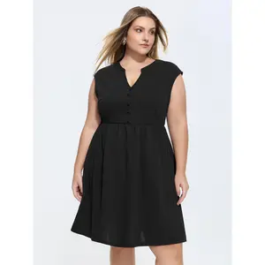 BLOOMCHIC Plus Size Stretch Cap Sleeve Sleeveless Mini Dress [M–6X], 2026 Summer Vibes, Women, Polyester,Spotlight,Summer wins,Deals for your days