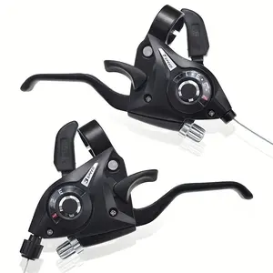 Two-Piece 3x7 21t Aluminum Bike Shifter, Finish, Gear Indicator, V-Brake Handlebar, Suitable for Mountain, Road, Bmx, Fixed Gear Bikes