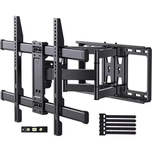 MountFTV Full Motion TV Wall Mount Bracket Swivel Articulating TV Mount Fits for 37-90 inch 4K Flat Curved TVs Holds up to 132 lbs Max 600x400mm Fits 8"/12"/16" Wood Studs