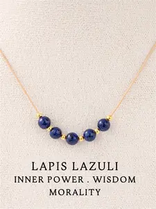 lapis lazuli necklaces for women adjustable choker navy blue natural stone long necklace beaded collares de mujer statement vintage jewelry