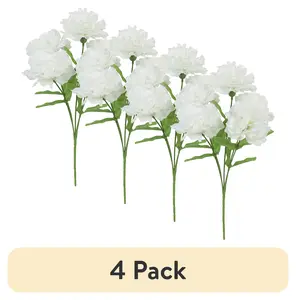 (4 Pack) 13-Inch Artificial Silk White 5 Heads Carnation Flowers Pick, for Indoor Use, by Mainstays Generic
