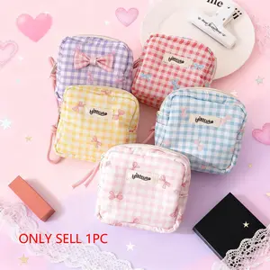 Plaid Pattern Storage Bag, 1 Count Portable Large Capacity Storage Bag with Handle, Dustproof Organizational Zipper Storage Organizer for Home & Travel