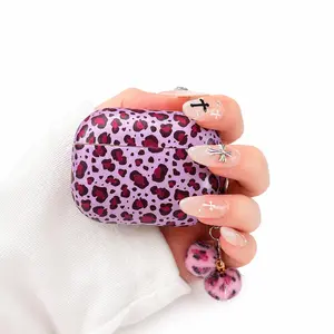 Compatible for AirPods 4 3 2 1 Pro/Pro 2 Case Cute Leopard Print Cool Cheetah Shell Pattern with Chain Design for Women Girls Soft TPU Shockproof Protective Cover Case