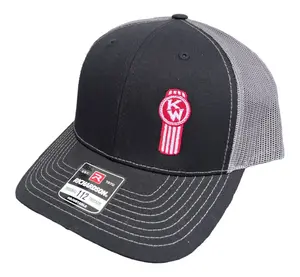 Kenworth Black & Grey Trucker Hat with White/Red Logo - Richardson 112 Style for Men